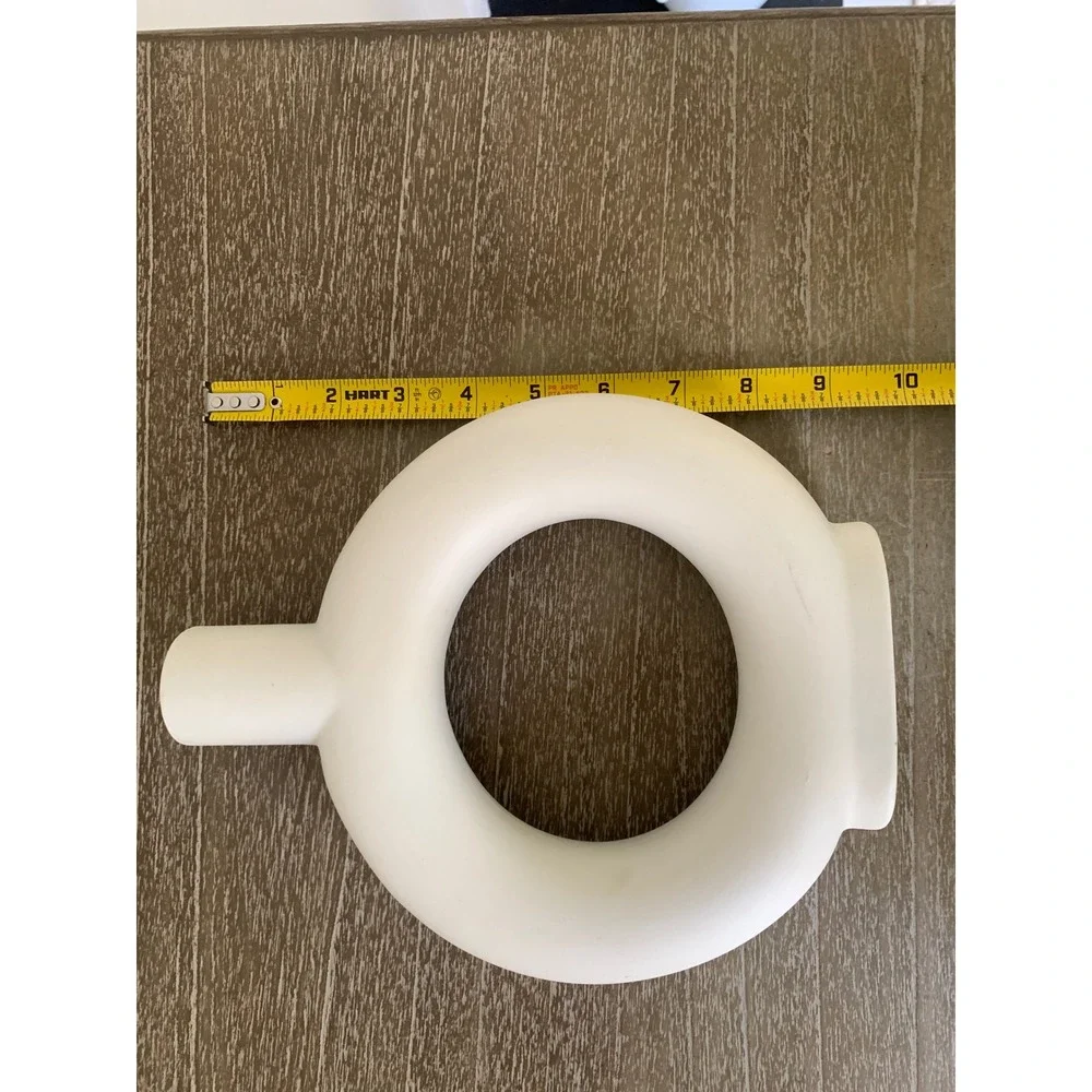 Modern Matte White‎ Ceramic Donut Vase Minimalist Nordic Circular Hollow 9 Inch